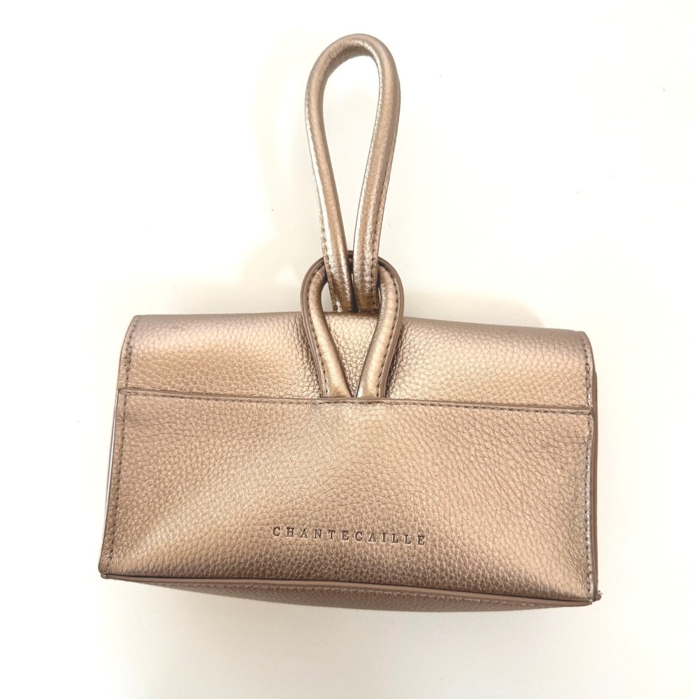 Chantecaille Wristlet Clutch Bag Womens OS Rose Gold Excellent Metallic Pebbled